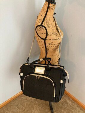 Baby Diaper Travel Tote w/Built-In Expandable Baby Bed Bassinet/Changing Station